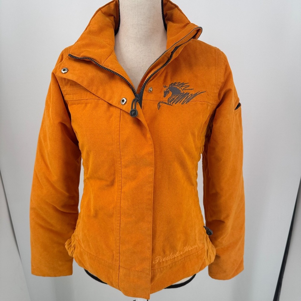 Predator Wear Winter Coat Jacket WOMENS Orange Full Zip Logo SIZE SMALL